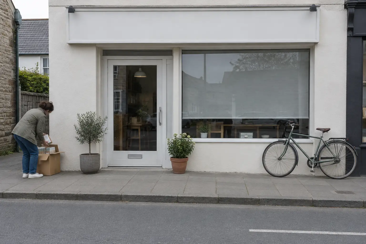 Kvinna packar upp varor utanför en liten butik, till forskare som efterlyser omvärdering av hur kvinnor stöds in i företag...